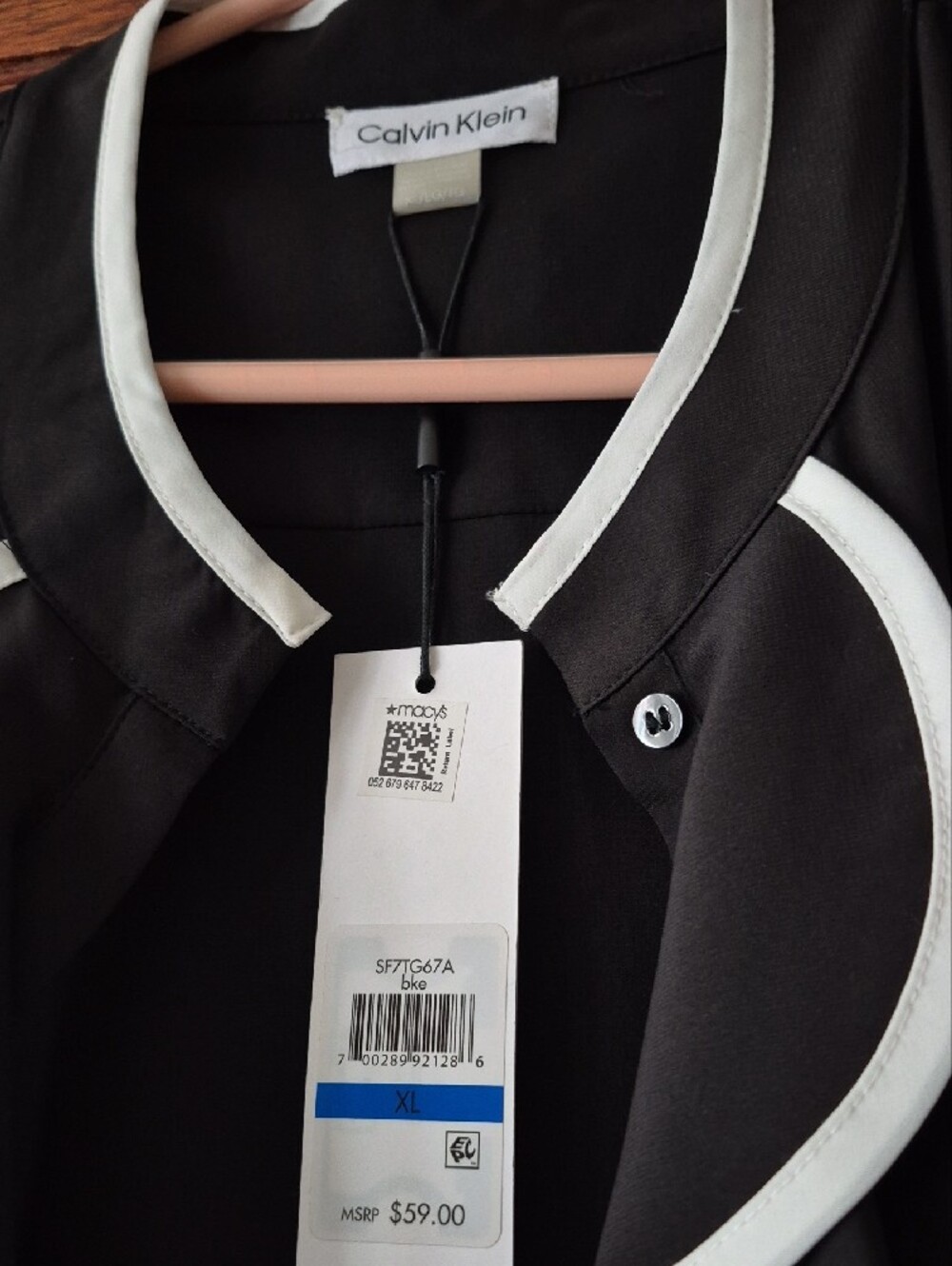 Calvin Klein Black Sleeveless Camisole with White Ruffle Detail - Picture 2 of 3
